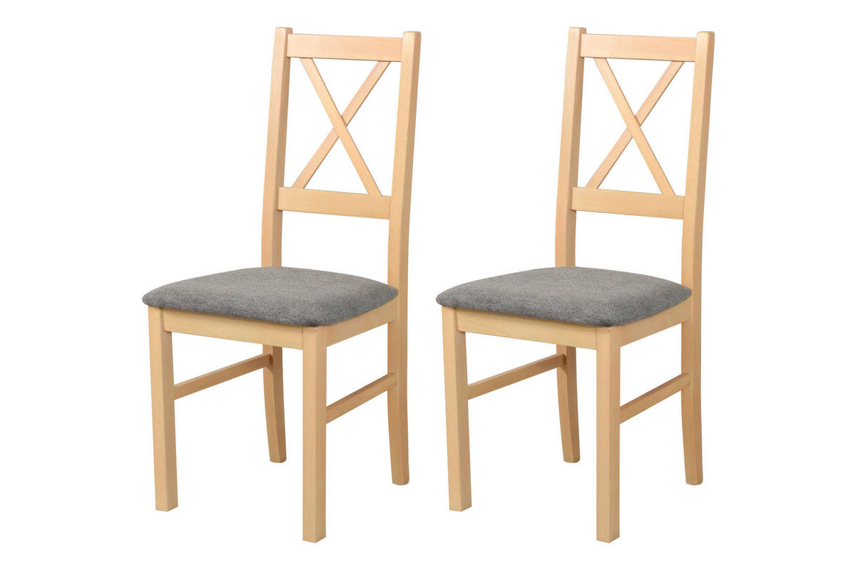 STUHL Nilo 10 (2er Set) - Birkefarben/Braun, Holz (43/94/40cm) - Leaf Design