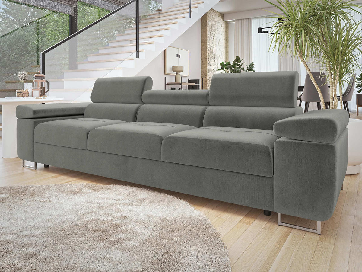 SOFA Torezio 3 - Grau, Holz/Textil (263/90/102cm) - MIRJAN24