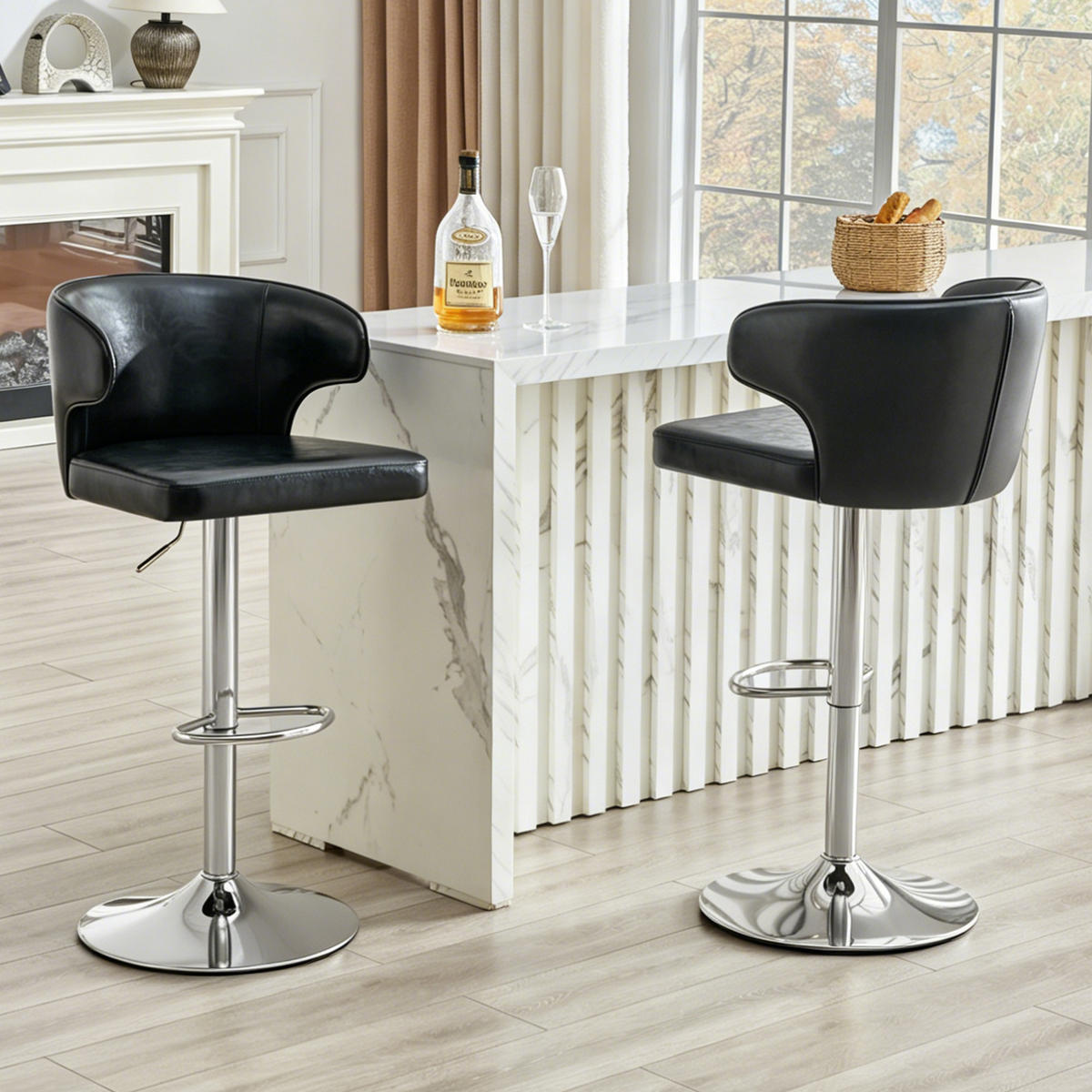 BARHOCKER DE-36723 2er-Set höhenverstellbar mit 360°-Drehung Schwarz - Schwarz, Metall (45/110/49.7cm) - ComfortXL