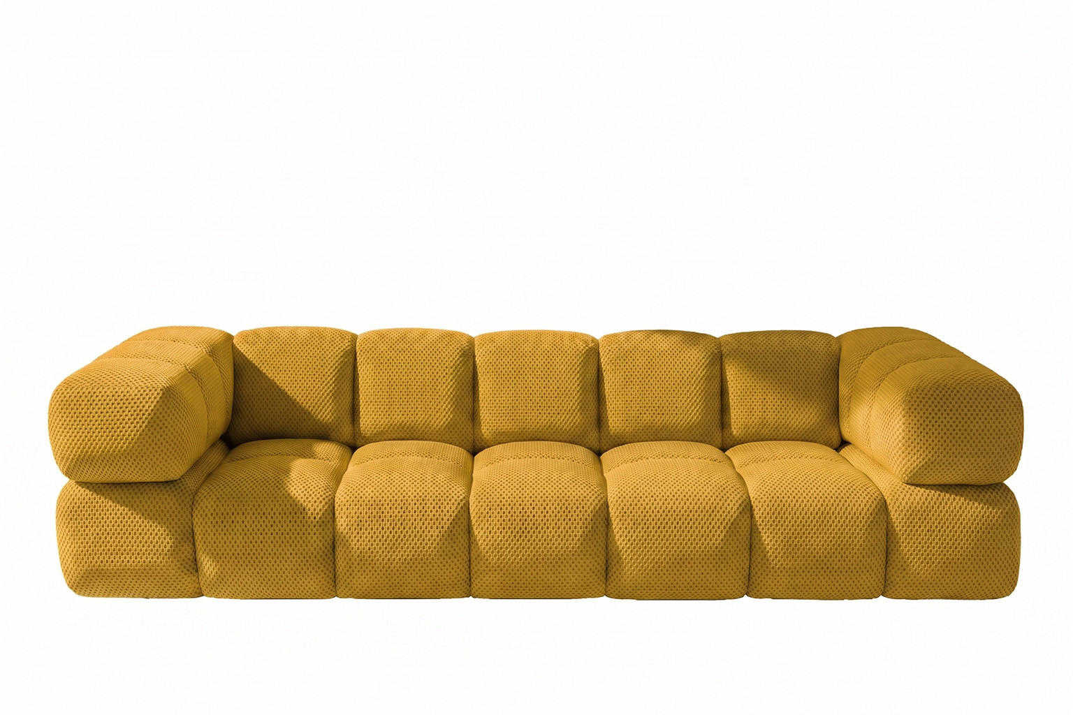 SOFA 4-SITZER, Strukturierter Premiumstoff Sonic, Senffarbe, Averro - Gelb, Holz (280/70/96cm) - Kaiser Möbel
