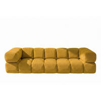 SOFA 4-SITZER, Strukturierter Premiumstoff Sonic, Senffarbe, Averro - Gelb, Holz (280/70/96cm) - Kaiser Möbel