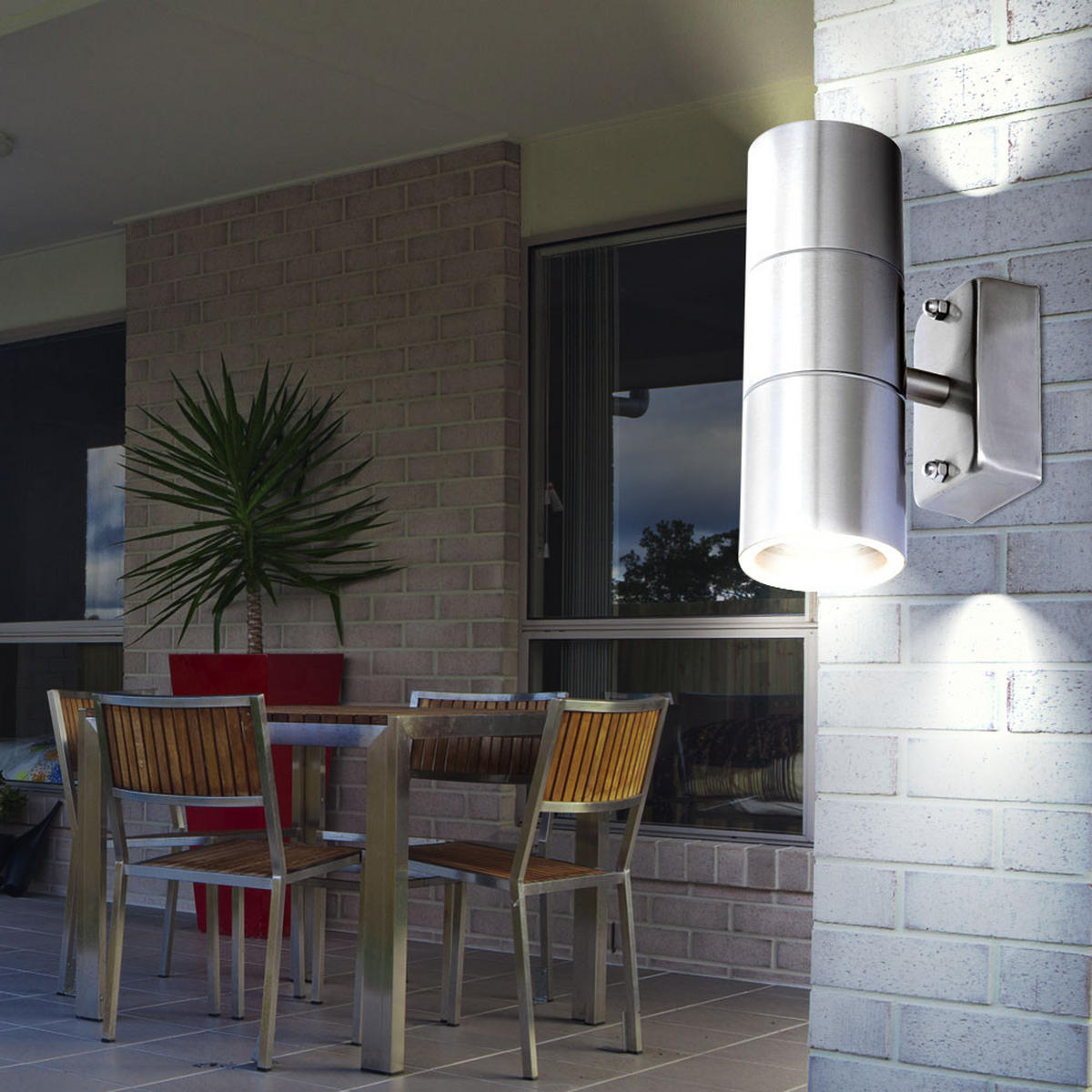 LED AUSSEN-WANDLEUCHTE STYLE Edelstahl Silber 4er Set - Silberfarben, Glas (6/16.5/10.4cm)