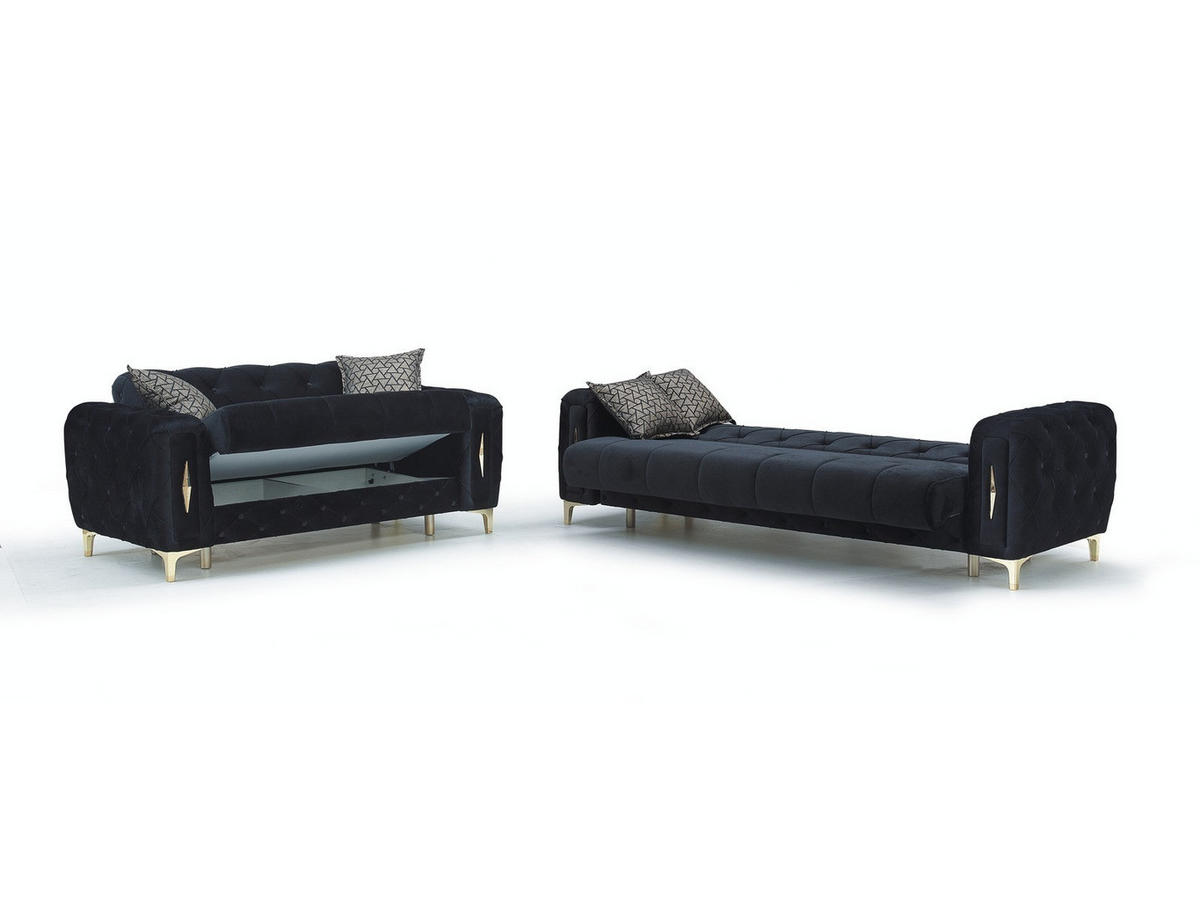 3-SITZER SOFA Patna Schwarz - Schwarz, Holzwerkstoff/Kunststoff (240/85/100cm)