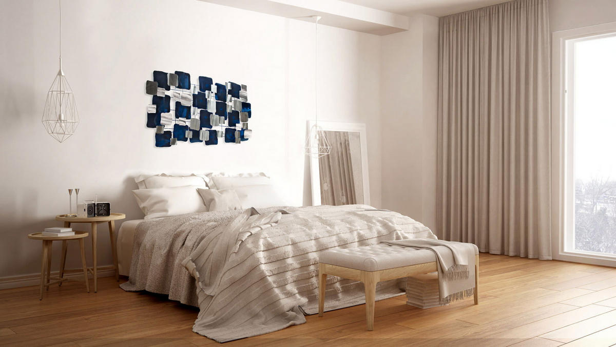 WANDDEKO Blau 117/65 cm - Blau/Weiß, Metall (4/65/6cm) - KUNSTLOFT