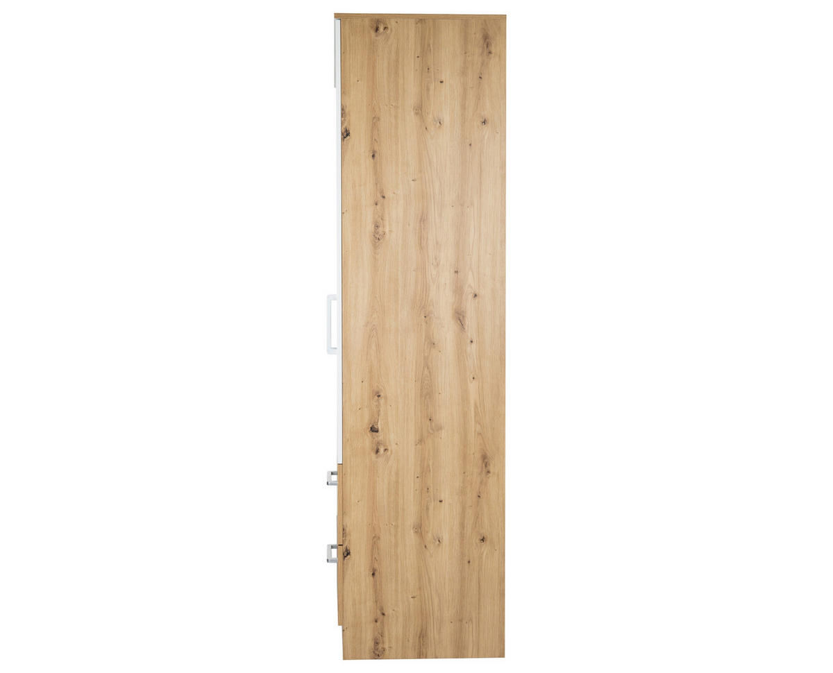 KLEIDERSCHRANK 90/201/54 cm Weiß Artisan Oak mit Drehtüren - Silberfarben/Weiß, Holzwerkstoff/Kunststoff (90/201/54cm) - arthur berndt