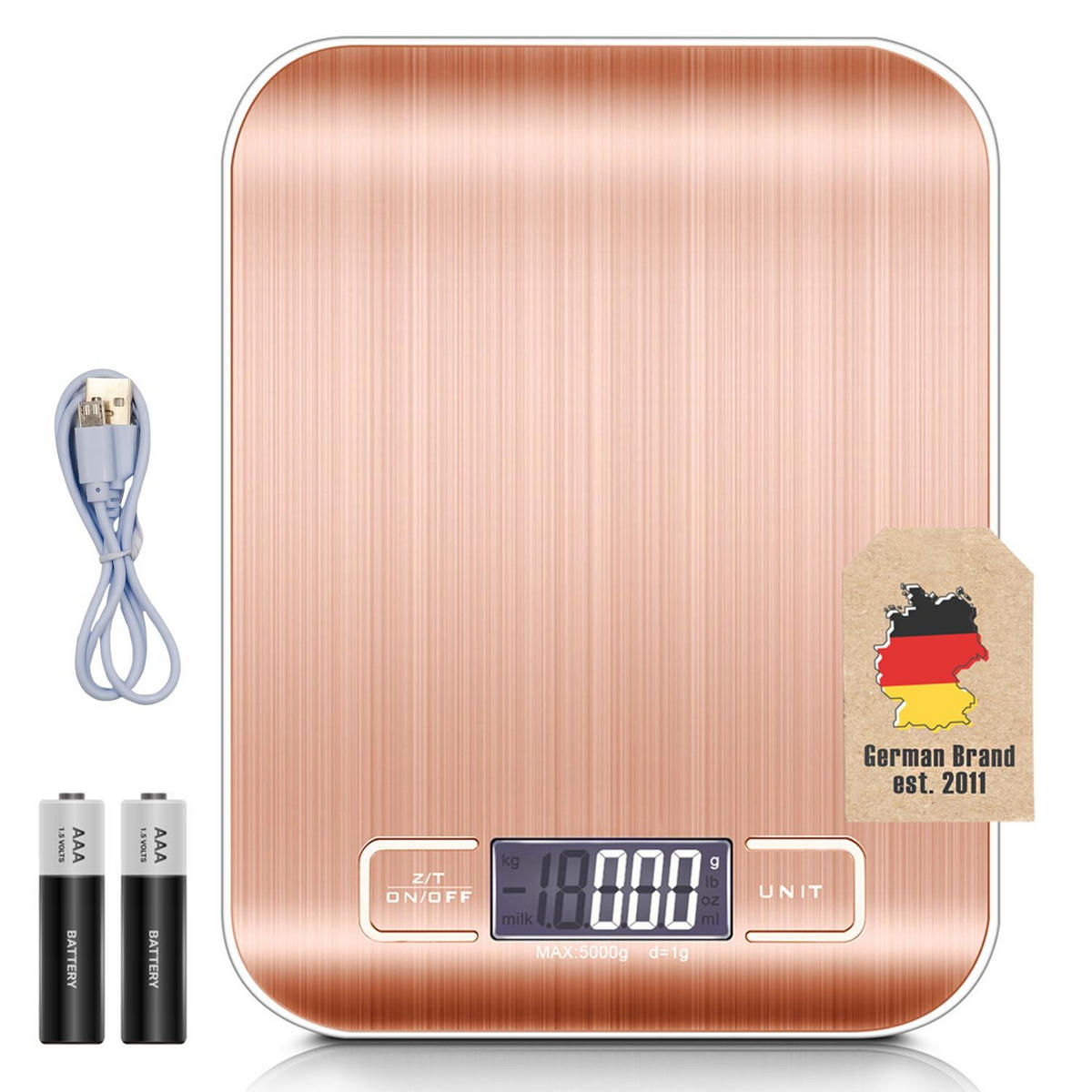 KÜCHENWAAGE mit LCD Display - Rosa, Metall (16.5/3/20.5cm) - Intirilife