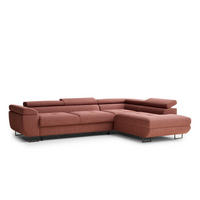 ECKSOFA Concord Korallenfarbe Webstoff - Rechts Seite - Koralle/Schwarz, Holz/Holzwerkstoff (277/203cm) - Maison de Reve