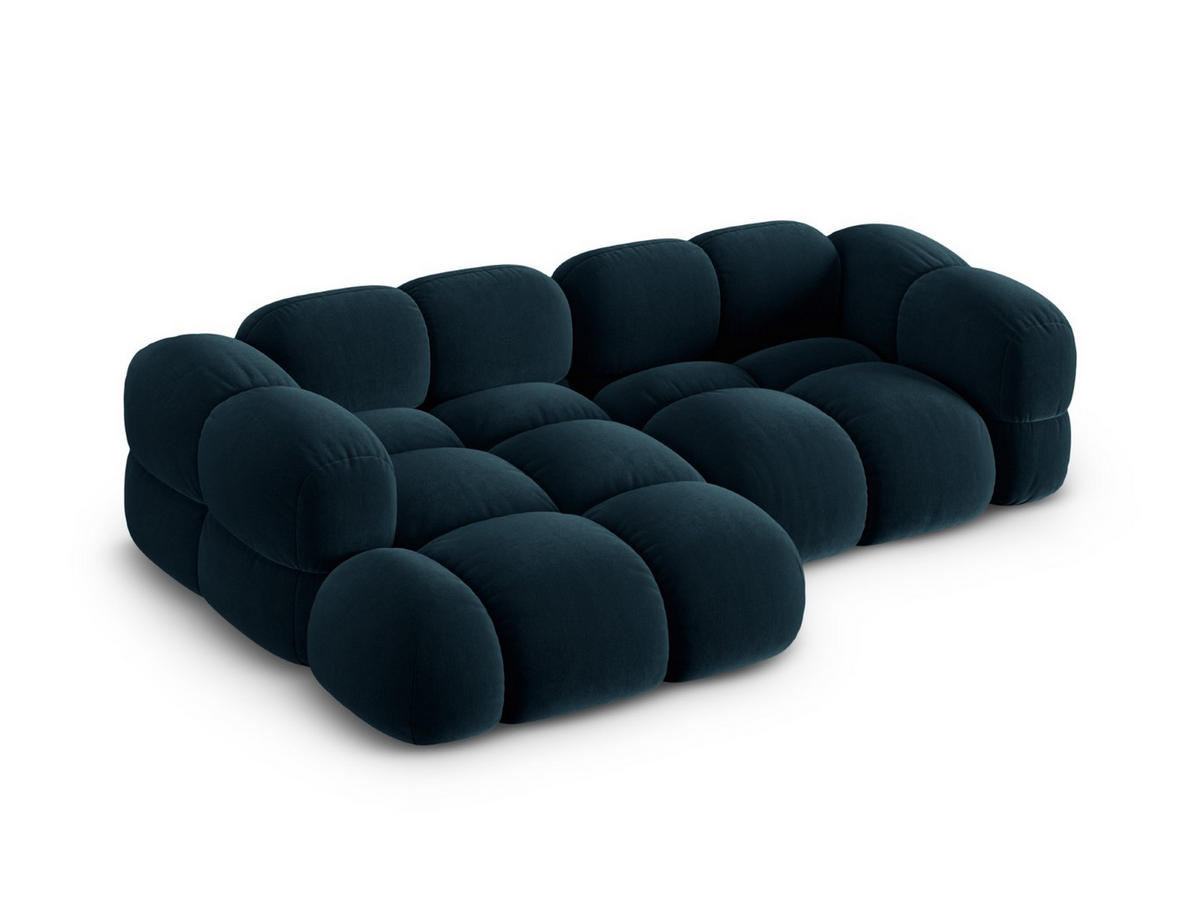 ECKSOFA links Loretto aus Samt petrol 3 Sitzplätze - Petrol, Textil (147/250cm) - Cosmopolitan Design