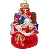 CHRISTBAUMSCHMUCK Weihnachtsmannsack Rot 10cm (Glas / 1 Stk.) - Rot, Glas (7/10/7cm) - Krebs Glas Lauscha