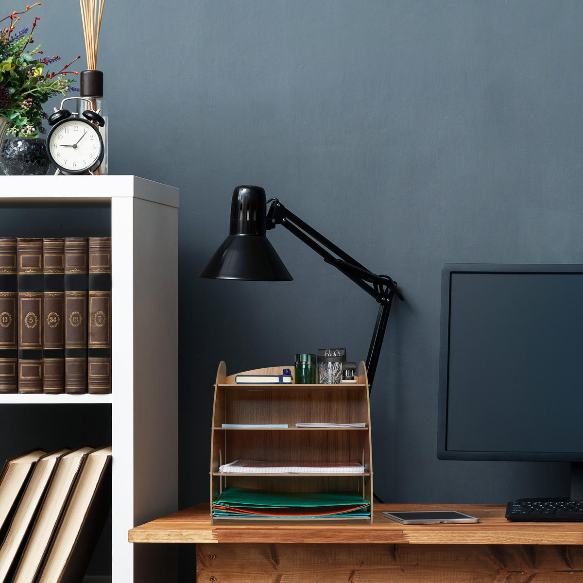 ULOŽENIE dokumentov - čierna, kompozitné drevo (25.5/27/34.5cm) - Relaxdays