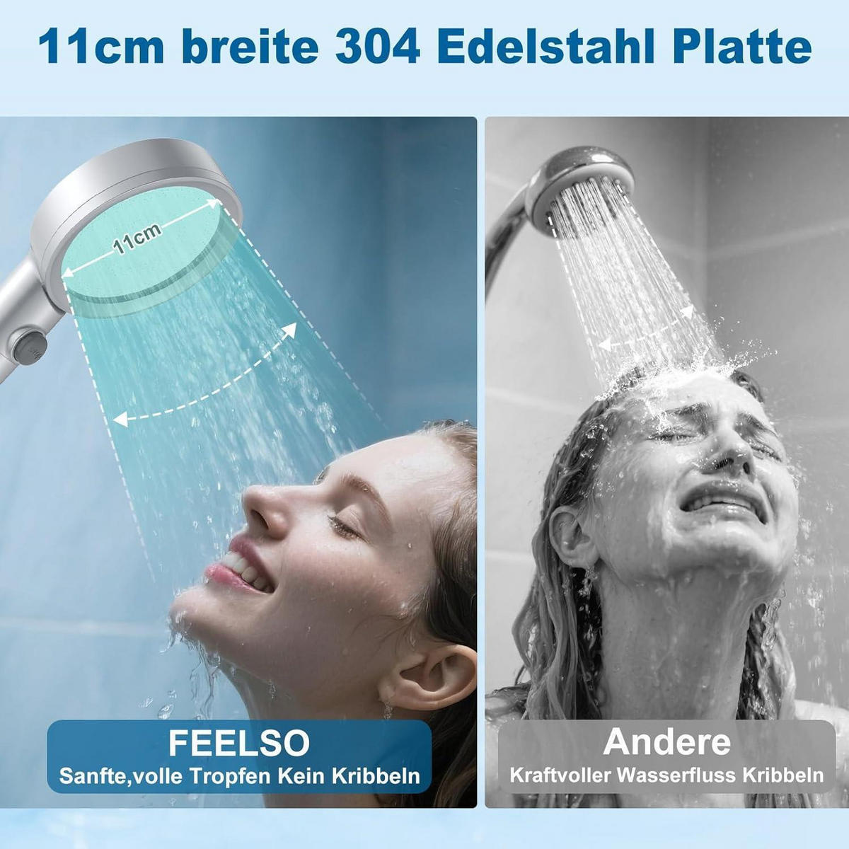 HANDBRAUSE mit Filter und Schlauch 1,5 m - Silberfarben, Metall (11/12.7/25cm)