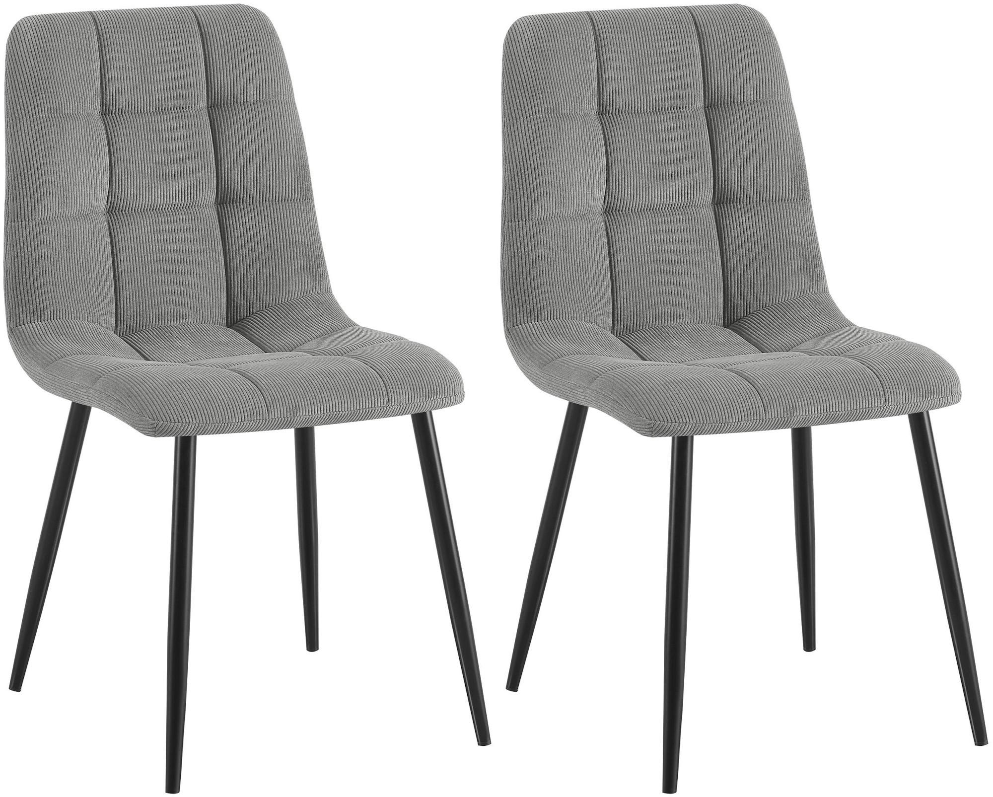 STUHL 2er Set Cord Grau - Schwarz/Grau, Textil/Metall (45/84/55cm) - CLP