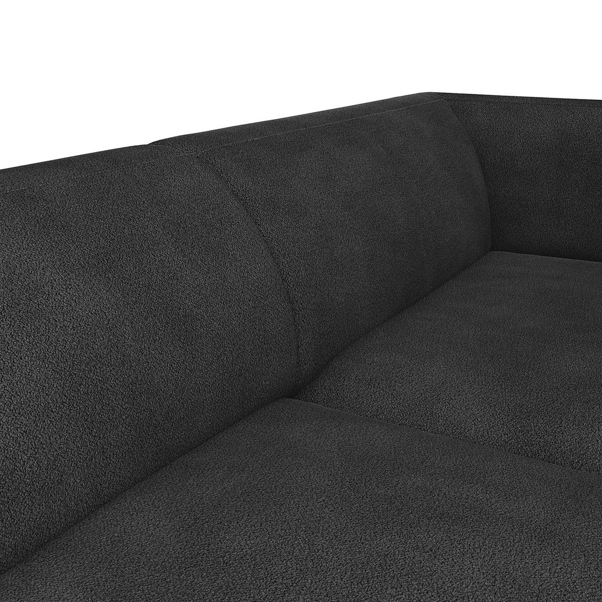 2,5-SITZER ECKSOFA mit Longchair - Anthrazit/Schwarz, Textil/Metall (271/148cm) - home24