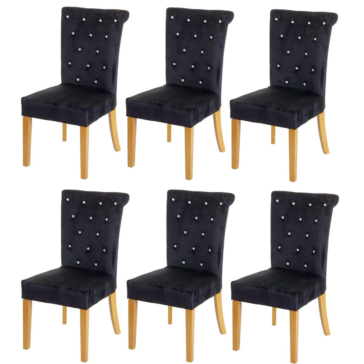 ESSZIMMERSTUHL Schwarz, Gold 6er-Set - Goldfarben/Schwarz, Textil (51/100/64cm) - MCW