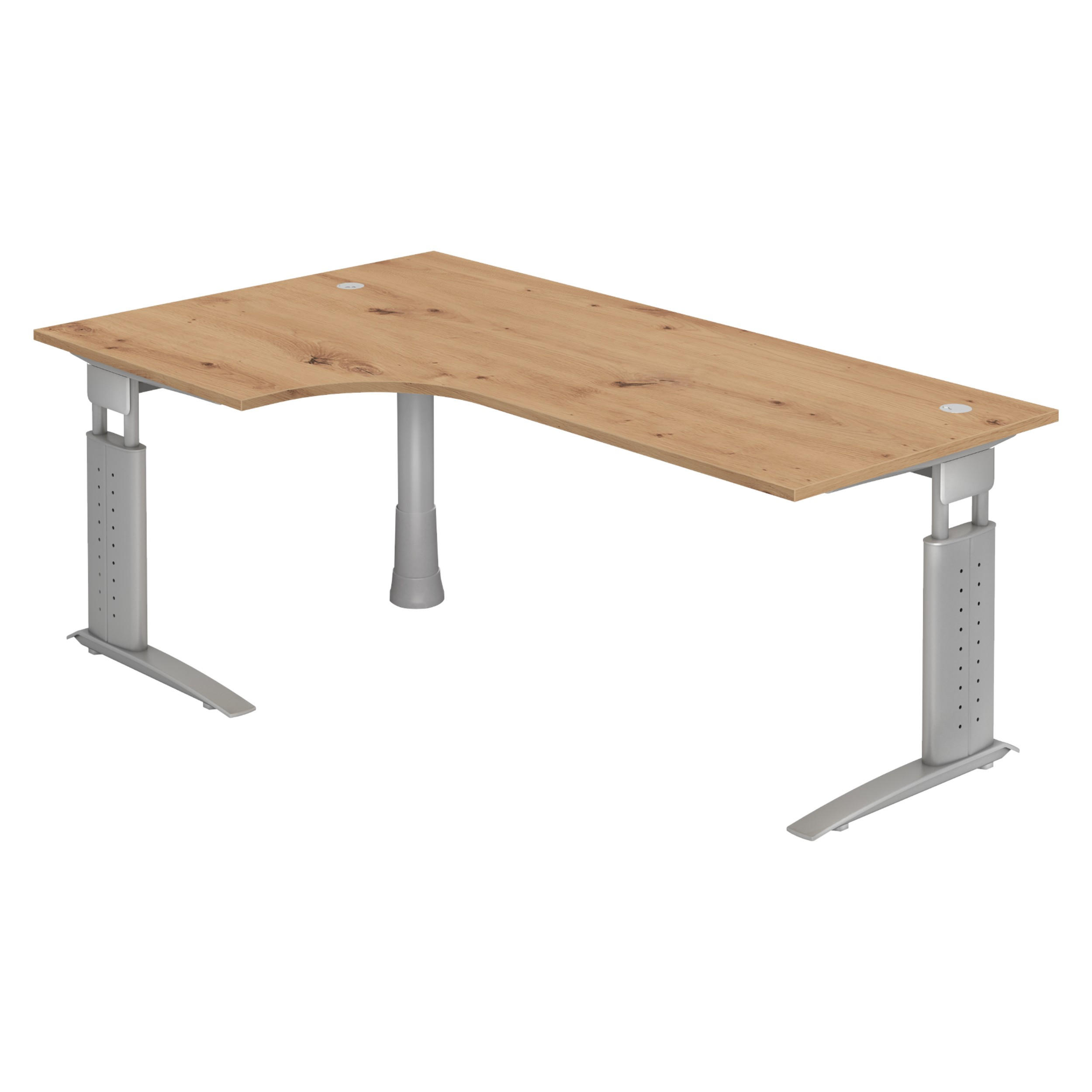 SCHREIBTISCH Serie-U 120/200/74 cm in Wildeiche/Silberfarbengrau - Wildeiche/Silberfarben, Holzwerkstoff (120/200/74cm) - bümö