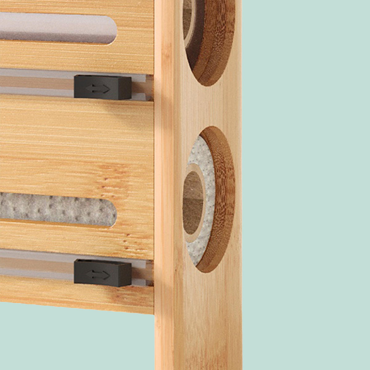 WANDROLLENHALTER - Hellbraun, Holz/Kunststoff (34.5/33/7cm) - Relaxdays