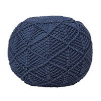 POUF dunkelblau im Makramee-Stil, 40/40/35 cm - Dunkelblau, Textil (40/35/40cm) - Homescapes