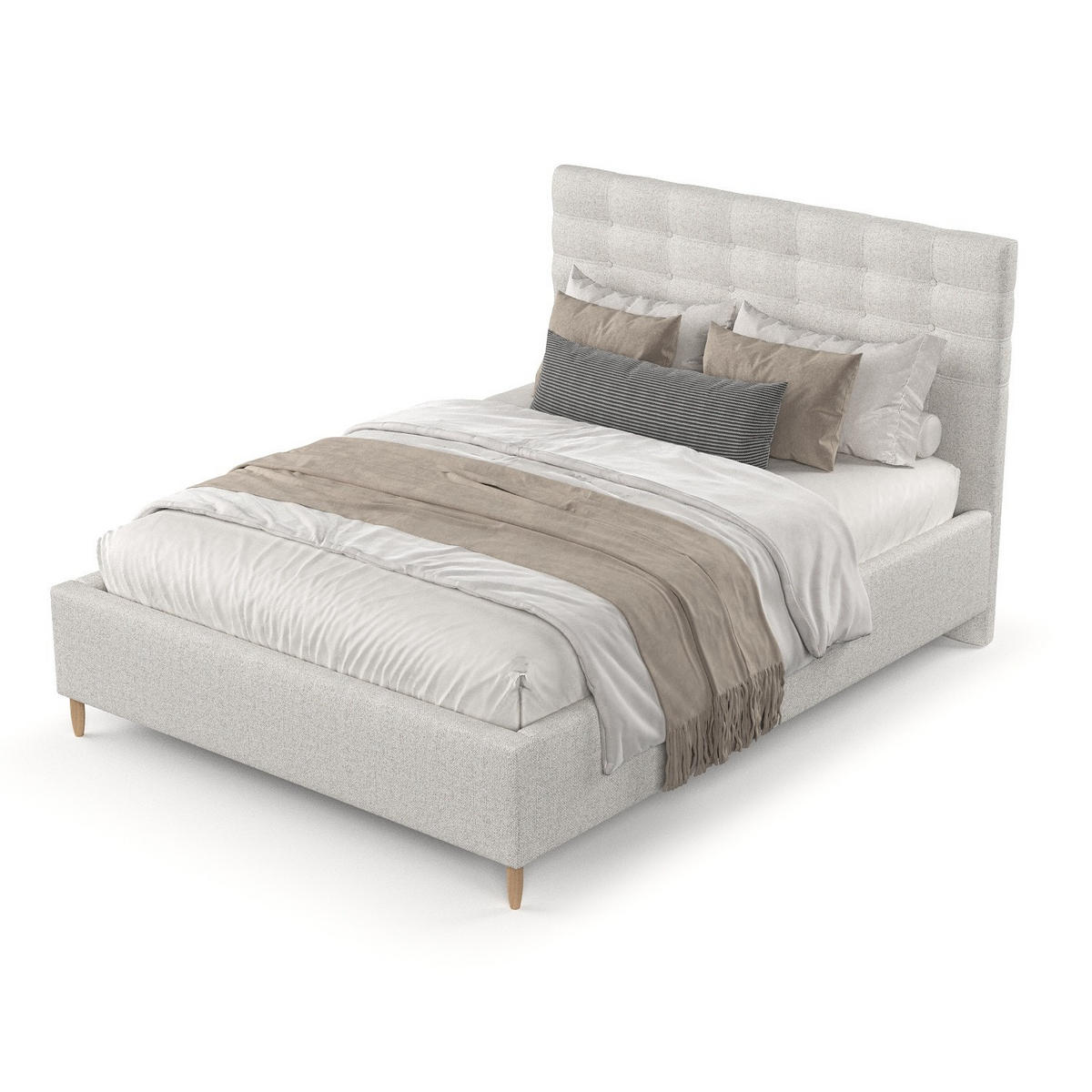 POLSTERBETT Soma 180/200 cm Hellbeige im Riva Stoff - Beige/Naturfarben, Holz/Holzwerkstoff (180/200cm) - AltaBeds