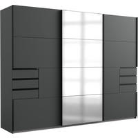 KLEIDERSCHRANK Saigon in Grafit und schwarzen Griffen mit einer Spiegel Türfront – Schwebetürenschrank 3 türig - 270 cm Breite - Grau, Holzwerkstoff (80/200/120cm)
