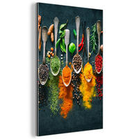 METALLBILD Kräuter - Gewürze - Löffel 40x60 cm - Currygelb, Metall (40/60cm) - MuchoWow