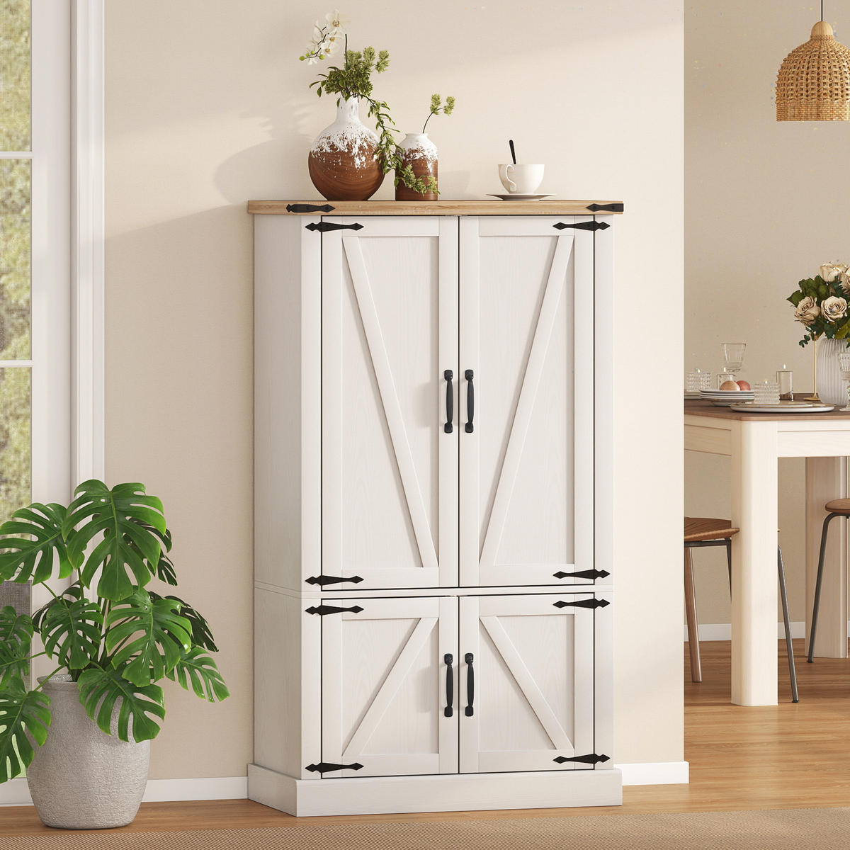 BUFFET DE-11280 4 Türen Weiß - Weiß, Holzwerkstoff (40/136/76.3cm) - ComfortXL