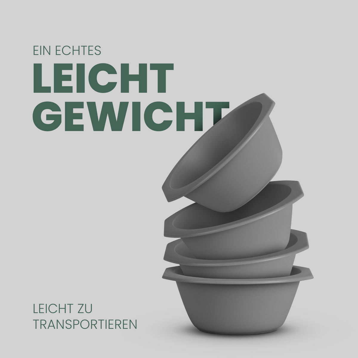 SCHÜSSEL Kunststoff Ø15,5 cm Grau 4er-Pack - Grau, Kunststoff