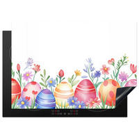 HERDABDECKPLATTE Blumengarten - Bunt - Eier Herdabdeckung Induktionsfeld 75x52 cm - Weiß, Kunststoff (75/52/0.2cm) - MuchoWow
