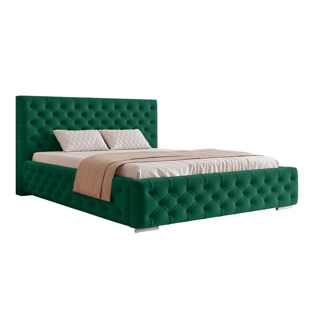 POLSTERBETT CALLIA 200x200 cm, Grün - Grün, Textil (200/200cm) - Fedve