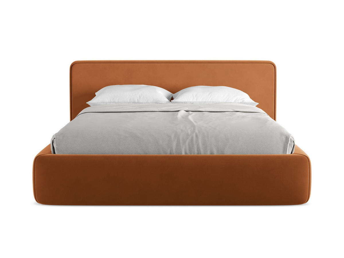 POLSTERBETT mit Bettkasten und Lattenrost 200x225 Orange - Terracotta/Schwarz, Kunststoff/Textil (160/200cm) - Makamii