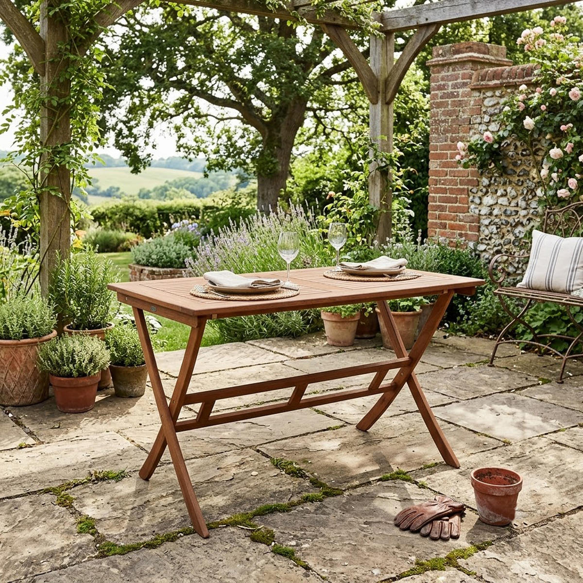 GARTEN-KLAPPTISCH Belmond aus Eukalyptusholz, geölt, BxTxH: 70x120x74 cm - Braun, Holz (120/70/74cm) - TPFGarden