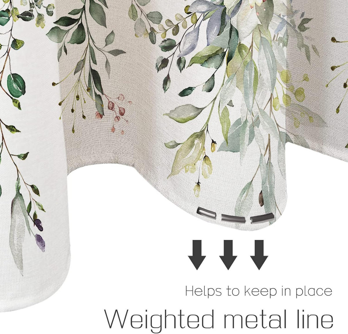 DUSCHVORHANG Blätter und Blumen Pflanzen Dekor mit Haken - Weiß, Textil (180/180cm) - MCBOSON