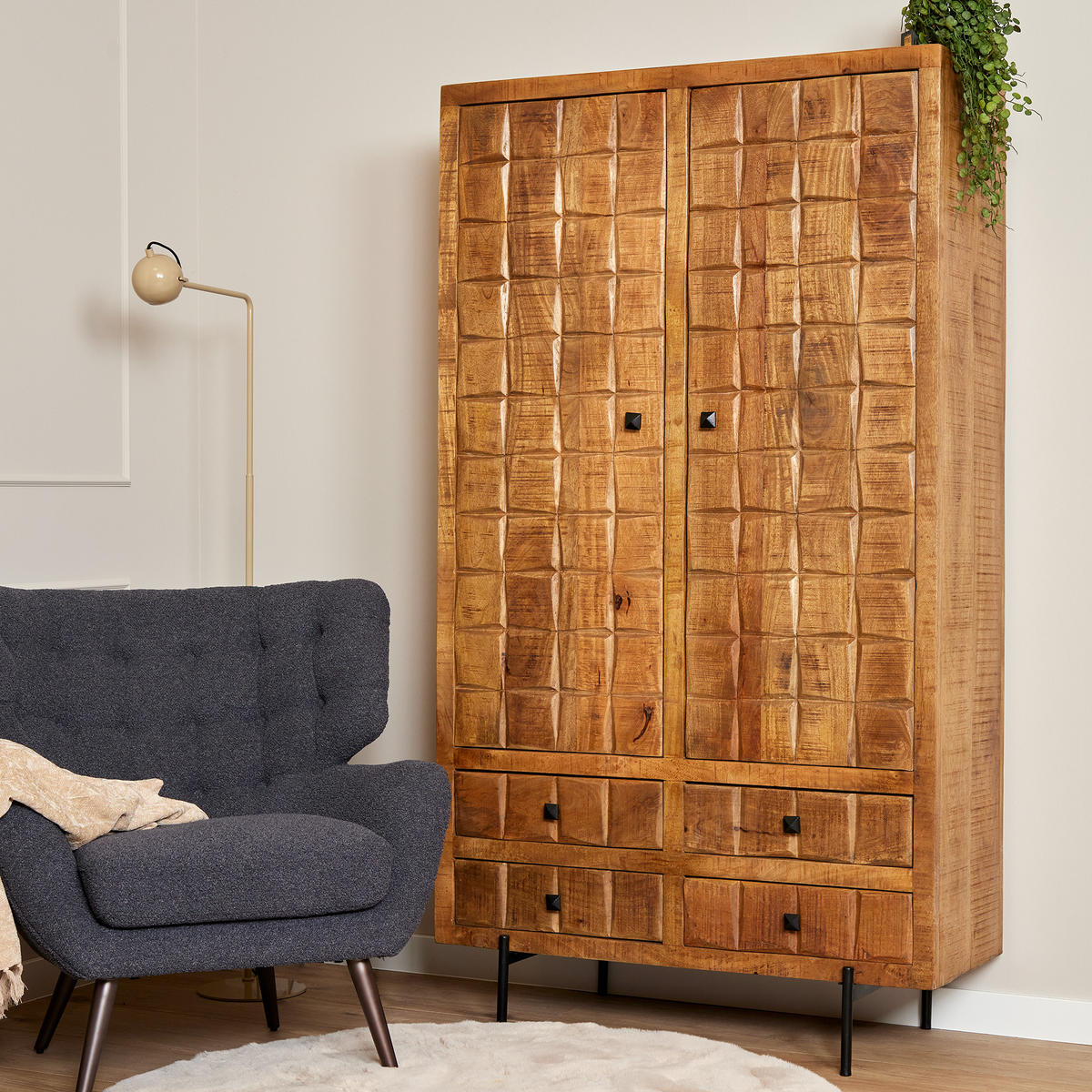KOMMODE Savion Mangoholz 100 cm / 40 cm Natur - Naturfarben, Holz (100/180/40cm) - Villa Möbel