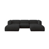 WOHNLANDSCHAFT MIRA-U1 317x179x70 Schwarz Velours - Anthrazit/Schwarz, Holzwerkstoff/Kunststoff (317/70/179cm) - ALTDECOR