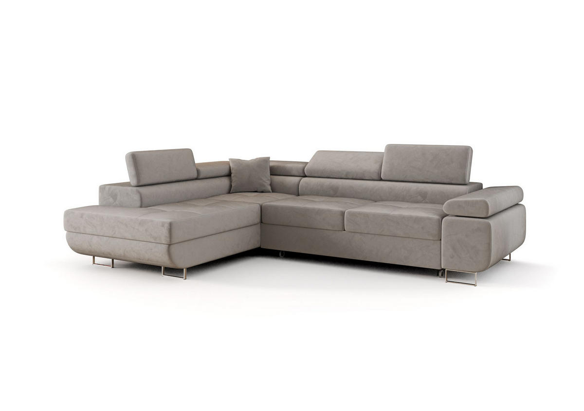ECKSOFA EMILY mit Schlaffunktion Monolith 84 Links - Grau, Textil (275/200cm) - Bedante