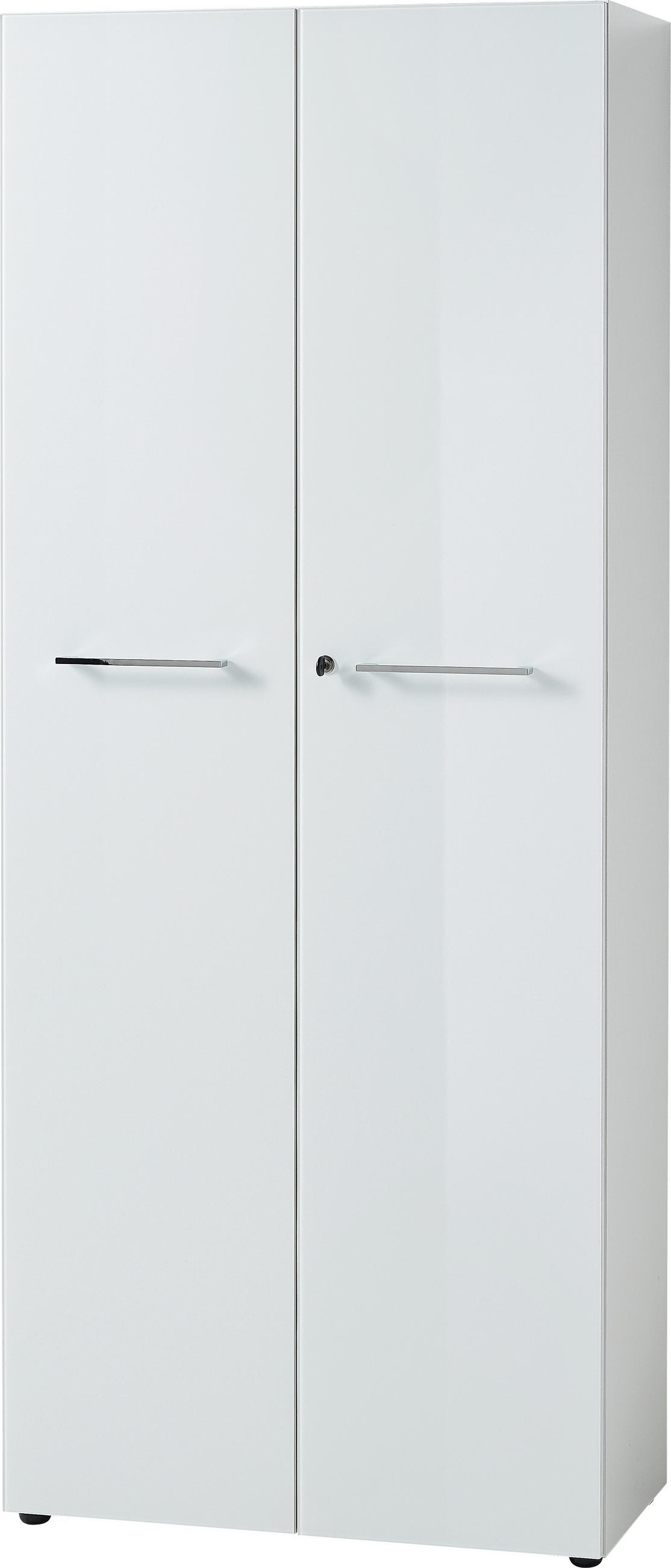 AKTENSCHRANK MUENCHEN 80x37x196cm | 5 Ordnerhöhen | Glasfront & Abschließbar | Weiß - Weiß, Holzwerkstoff/Metall (80/196/37cm) - KADIMA DESIGN