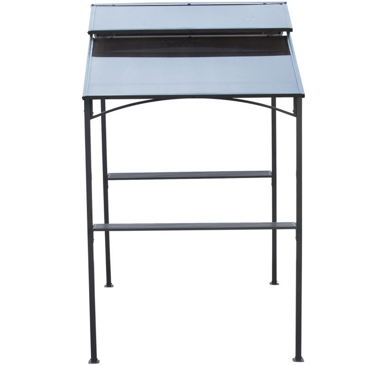 GRILLPAVILLON mit Flammschutzdach, mit 2 Ablagen 2.5 x 1.5 m Stahl PC, Schwarz+Braun - Schwarz, Metall (150/250/240cm) - Hauptrolle