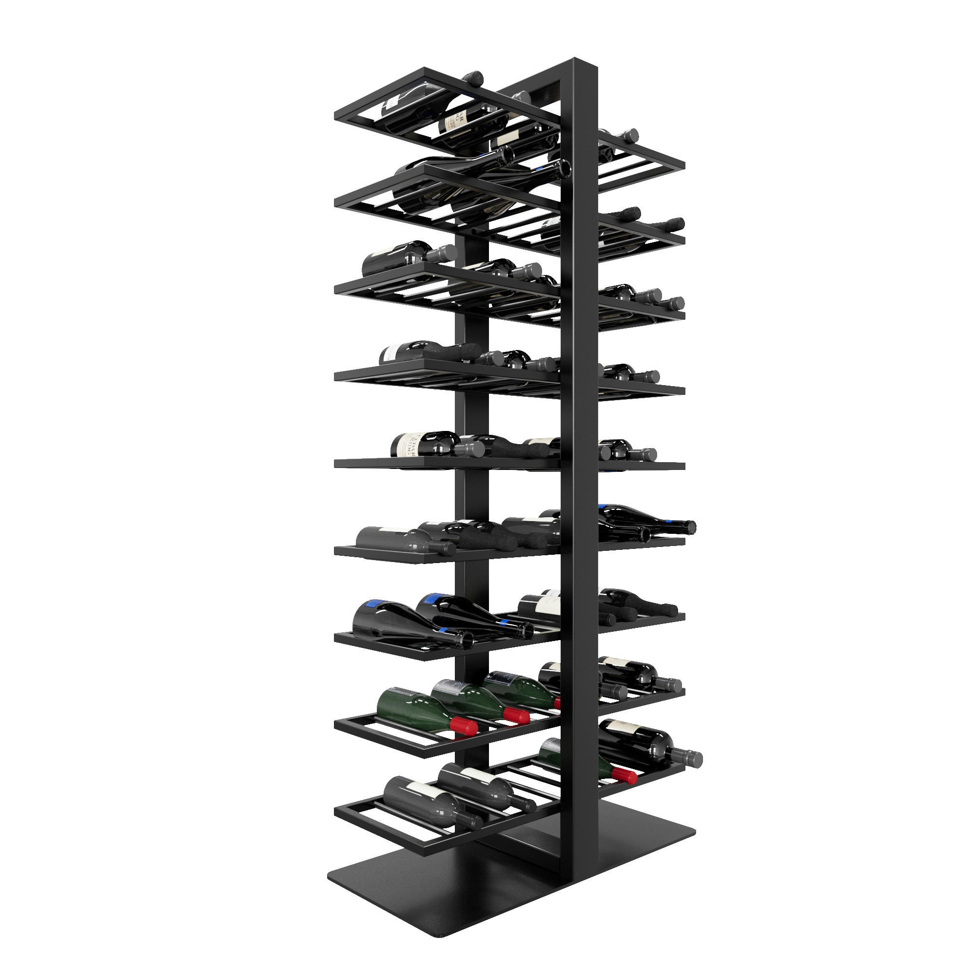 WEINREGAL Corse Metall,Schwarz, Für 90 Weinflaschen 170/80/30cm - Schwarz, Metall (30/170/80cm) - Metalo Pro