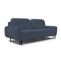 SOFA BOHO Mit Schlaffunktion Und Bettkasten, Wellenfederung, PUR-Schaum, Holzfüße, lose Rückenkissen, freistehend, 244x102x92 cm Dark blue - Dunkelblau, Holz/Textil (244/92/102cm) - DomoHome