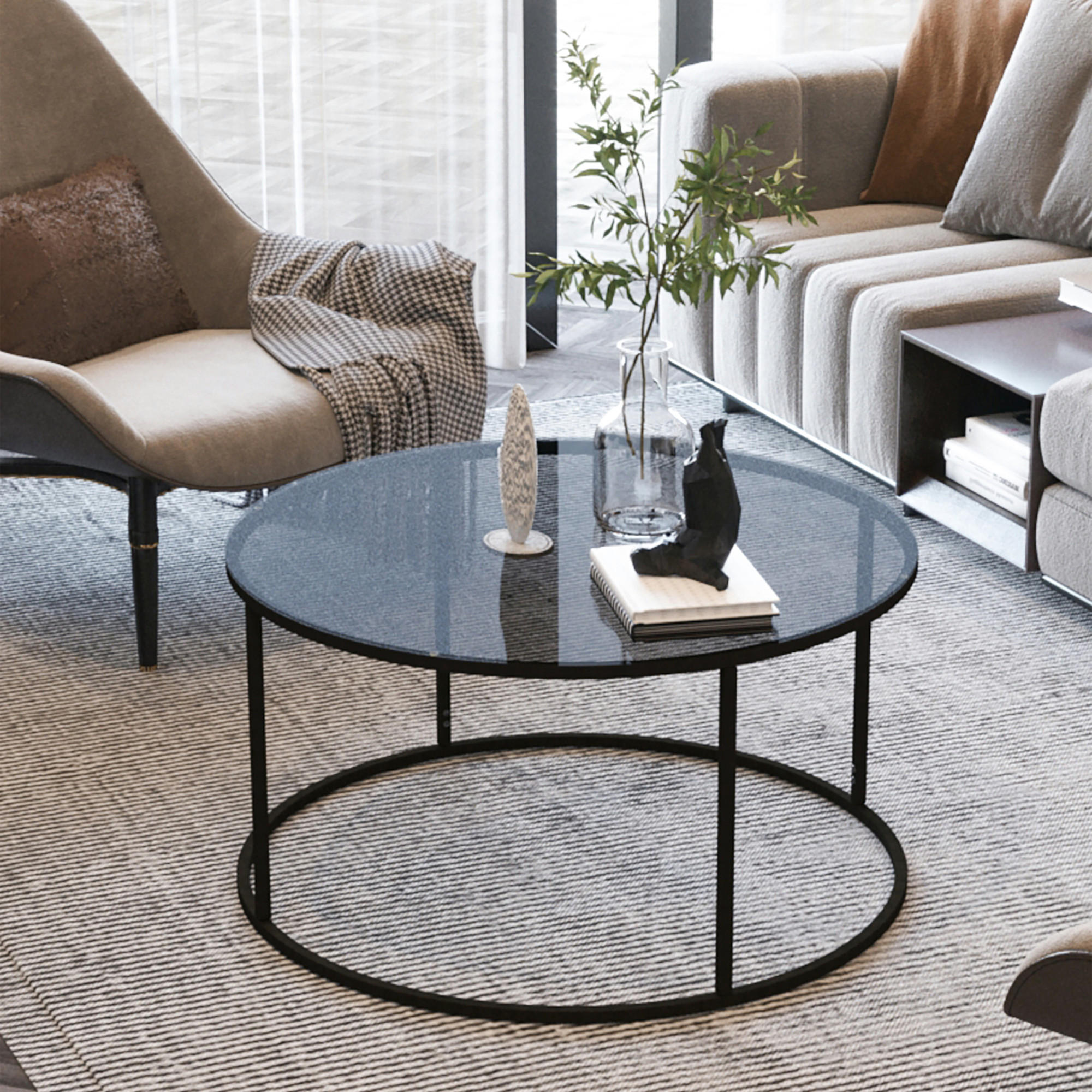 COUCHTISCH Kolari 45/80/80 cm - Schwarz, Metall (80/80/45cm) - [en.casa]