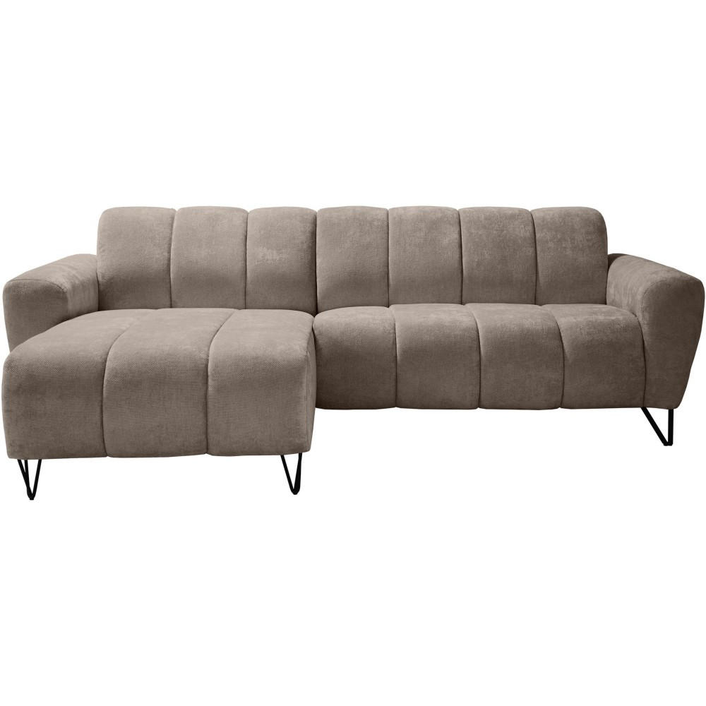 ECKSOFA Volare Mini ohne Schlaffunktion braun links, Vega-Stoff - Schwarz/Braun, Textil/Metall (256/165cm) - Beautysofa