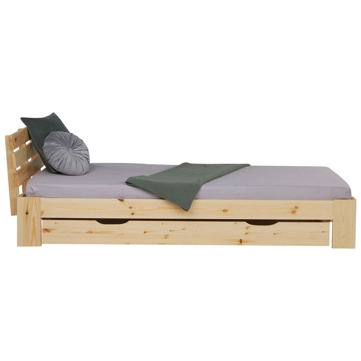 HOLZBETT mit Stauraum 90/200 cm natur - Braun, Holz (90/200cm) - Homestyle4u