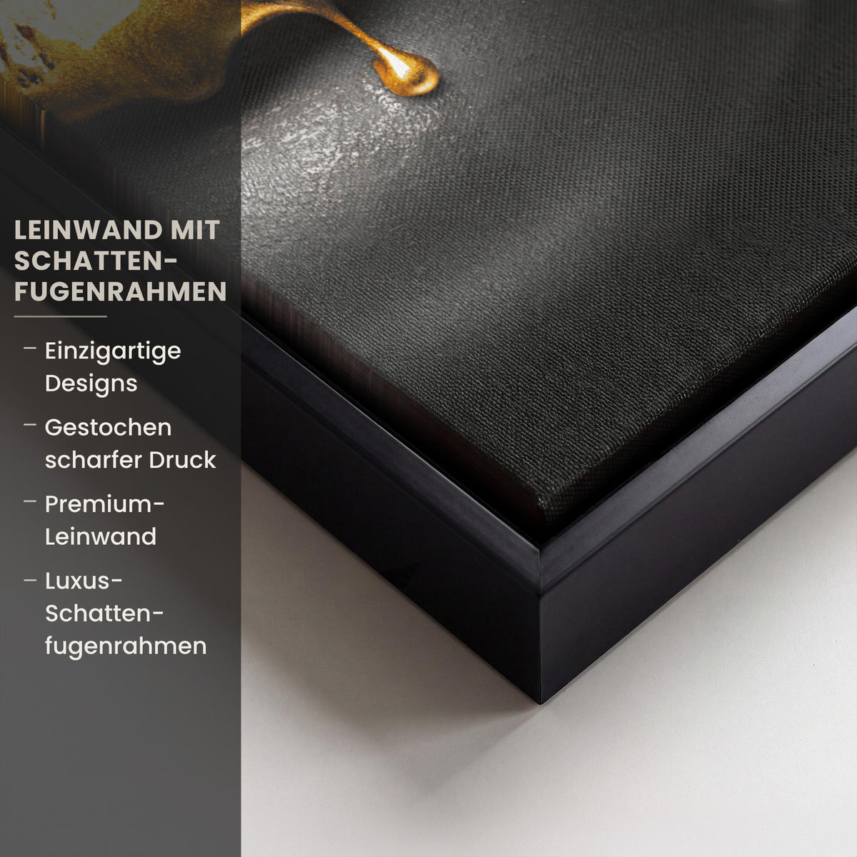 LEINWAND Bilder mit Rahmen - Frau - Schwarz - Gold - Gesicht - Lippen - 20x30 - Goldfarben, Textil (20/30cm) - MuchoWow