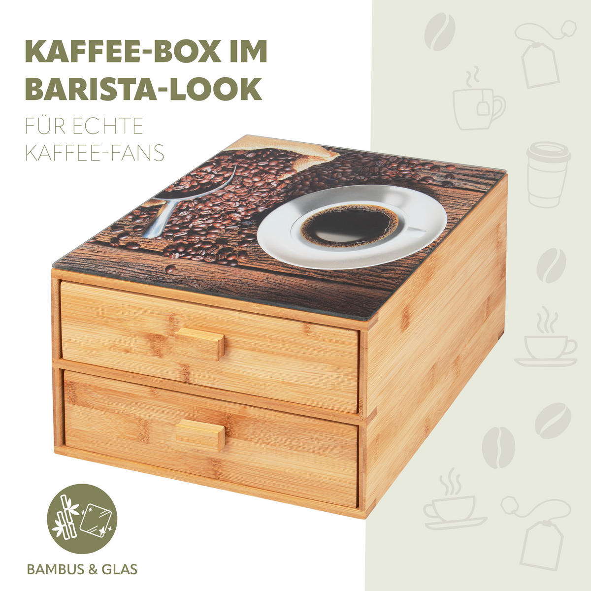 KAFFEEKAPSEL-BOX, Bambus - Braun, Holz (30/18.5/30cm) - bremermann