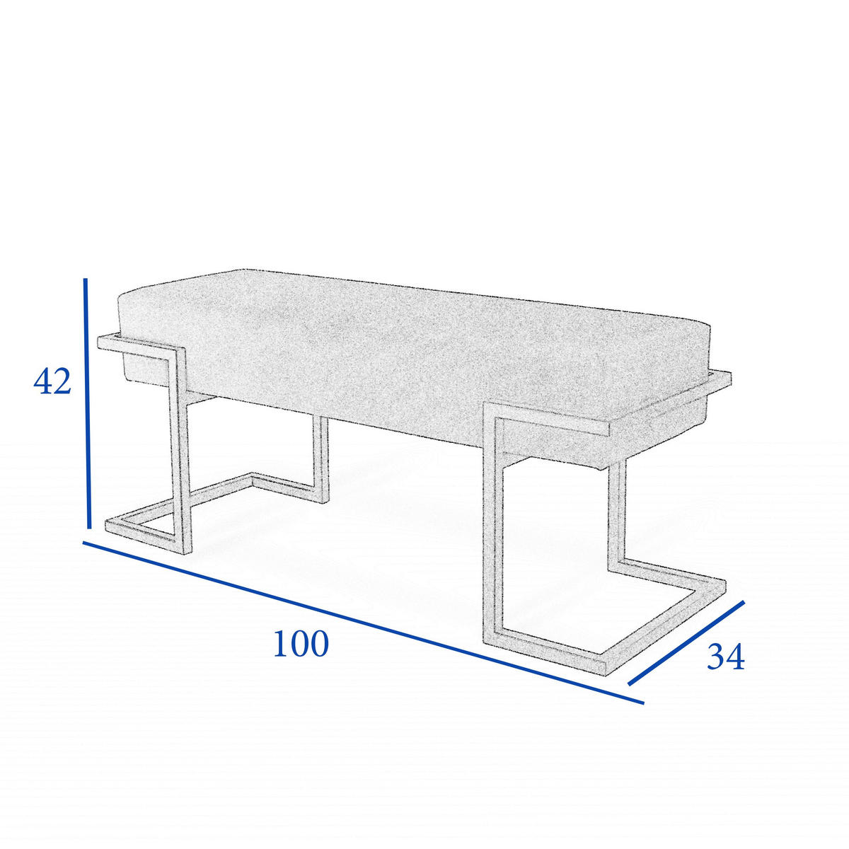 POLSTERBANK CELY 100 cm Honiggelb, Chromgestell - Chromfarben/Honig, Textil/Metall (100/42/34cm) - Bettso