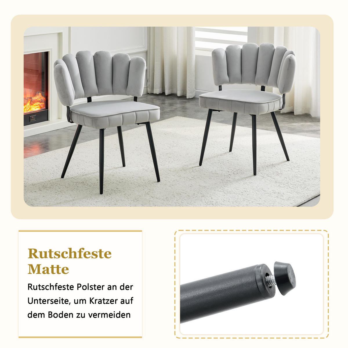 ESSGRUPPE DE-39428 5-teilig, mit doppelter Ablage und 4 Stühlen Hellgrau - Grau, Metall (107/75/107cm) - ComfortXL