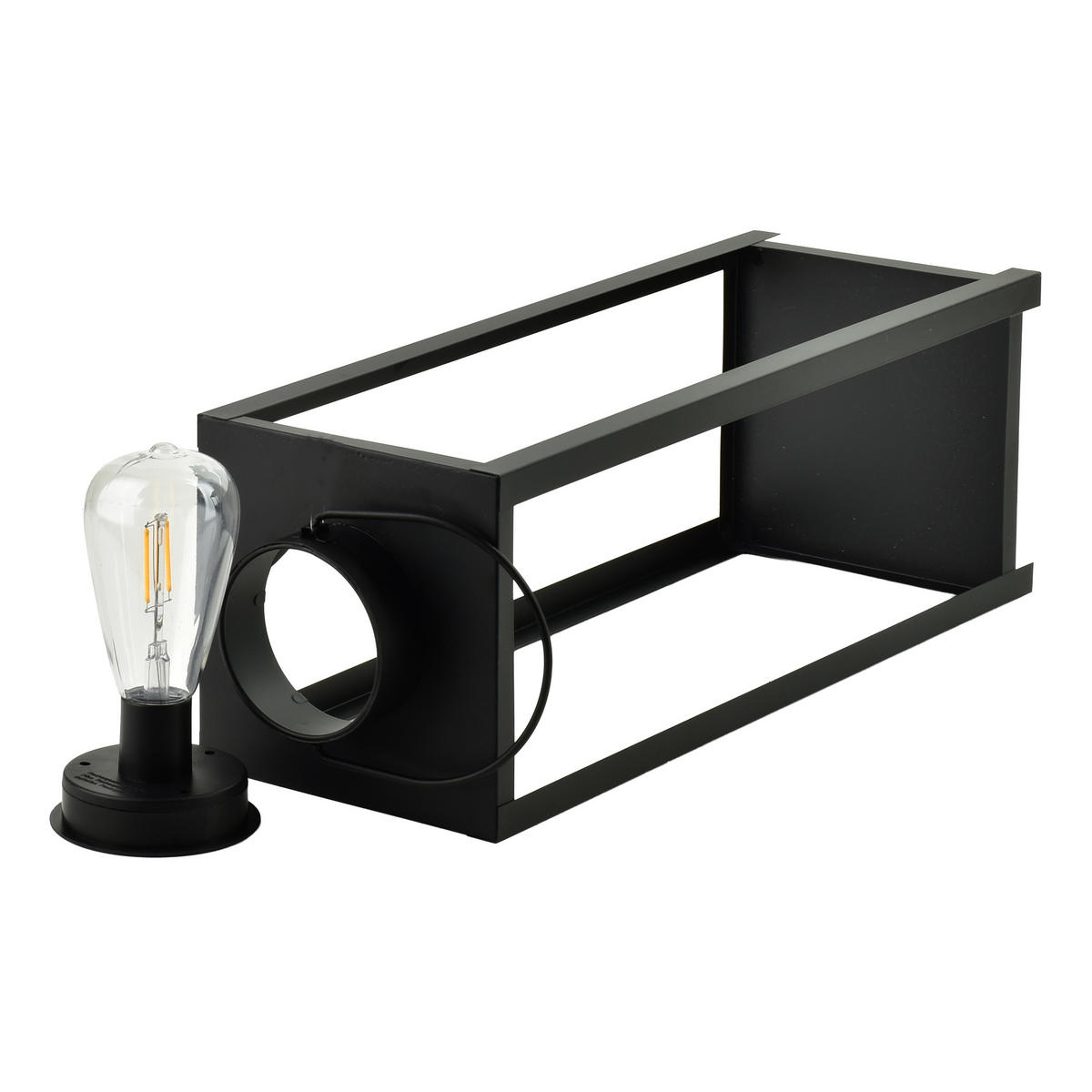 LATERNE Sokke schwarz 15/15/47 cm Kunstoff - Schwarz, Kunststoff (18/47/18cm) - Mondex