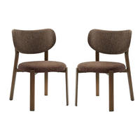 STÜHLE 2er-Set brauner Stoff und Beine in Nussbaumdekor 53/52/77 cm - Braun, Textil (52/77/59cm) - Calicosy