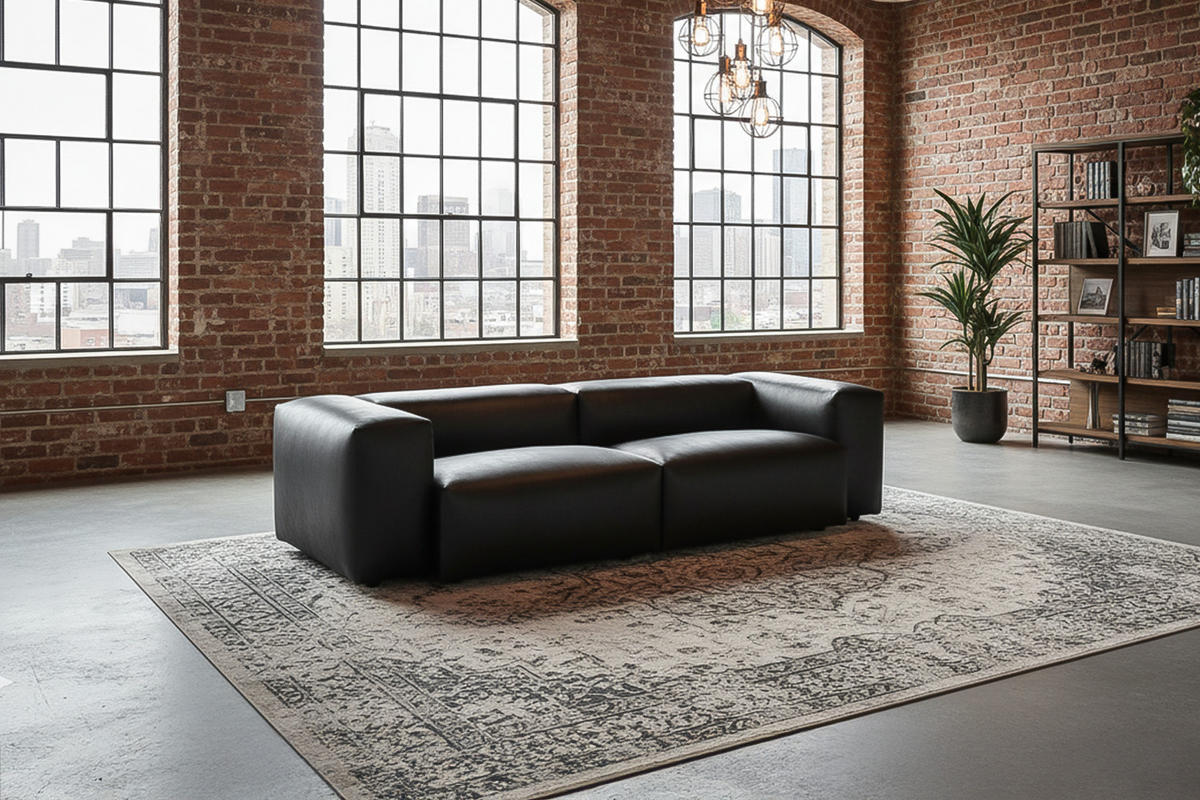SOFA CELESTE Schwarz Lederfaserstoff - Schwarz, Leder/Kunststoff (302/72/114cm) - KAWOLA