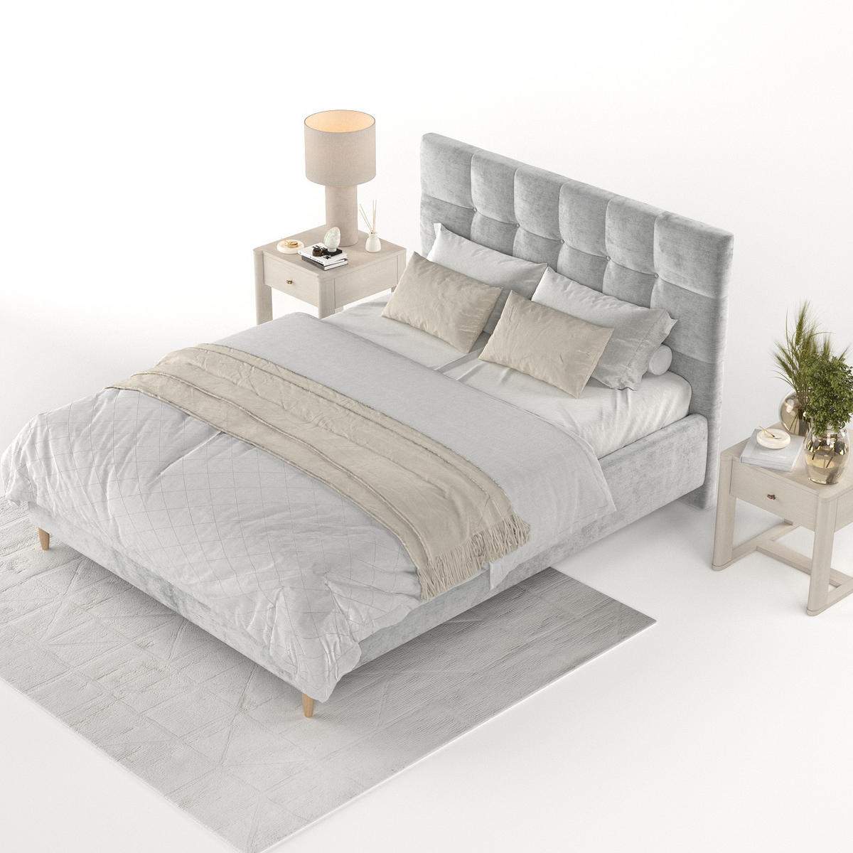 POLSTERBETT Cora 160/200 cm Hellgrau im Lotta Stoff - Hellgrau/Naturfarben, Holz/Holzwerkstoff (160/200cm) - AltaBeds