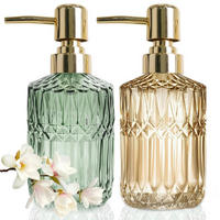 SEIFENSPENDER 2er Set Glas Grün Gold 390ml - Grün, Glas (8/8/22cm)
